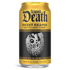 Liquid Death Iced Tea - Sweet Reaper (Black Sweet Tea), Less Sugar*, Boost of Caffeine, B Vitamins, No Artificial Sweeteners, 12 Fl Oz (Pack of 12)