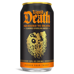 Liquid Death Soda-Flavored Sparkling Water - Squeezed To Death (Classic Orange Soda), Less Sugar*, Huge Flavor, No Caffeine, No Artificial Sweeteners, 12 Fl Oz (Pack of 12)