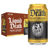 Liquid Death Iced Tea - Sweet Reaper (Black Sweet Tea), Less Sugar*, Boost of Caffeine, B Vitamins, No Artificial Sweeteners, 12 Fl Oz (Pack of 12)