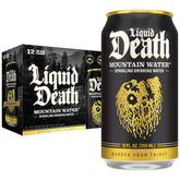 Liquid Death Sparkling Mountain Water, Real Mountain Source, Ice-Cold Cans, Infinitely Recyclable, 12 Fl Oz (Pack of 12)