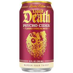 Liquid Death Soda-Flavored Sparkling Water - Psycho Cider (Apple Cinnamon), Less Sugar*, Huge Flavor, No Caffeine, No Artificial Sweeteners, 12 Fl Oz (Pack of 12)
