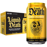 Liquid Death Soda-Flavored Sparkling Water - Mango Chainsaw (Mango Orange), Less Sugar*, Huge Flavor, No Caffeine, No Artificial Sweeteners, 12 Fl Oz (Pack of 12)