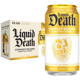 Liquid Death Iced Tea - Unsweet Reaper, Less Sugar*, Boost of Caffeine, B Vitamins, No Artificial Sweeteners, 12 Fl Oz (Pack of 12)