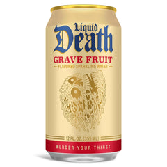 Liquid Death Soda-Flavored Sparkling Water - Grave Fruit (Grapefruit Flavor), Less Sugar*, Huge Flavor, No Caffeine, No Artificial Sweeteners, 12 Fl Oz (Pack of 12)