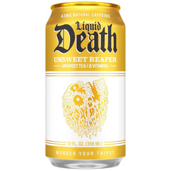 Liquid Death Iced Tea - Unsweet Reaper, Less Sugar*, Boost of Caffeine, B Vitamins, No Artificial Sweeteners, 12 Fl Oz (Pack of 12)