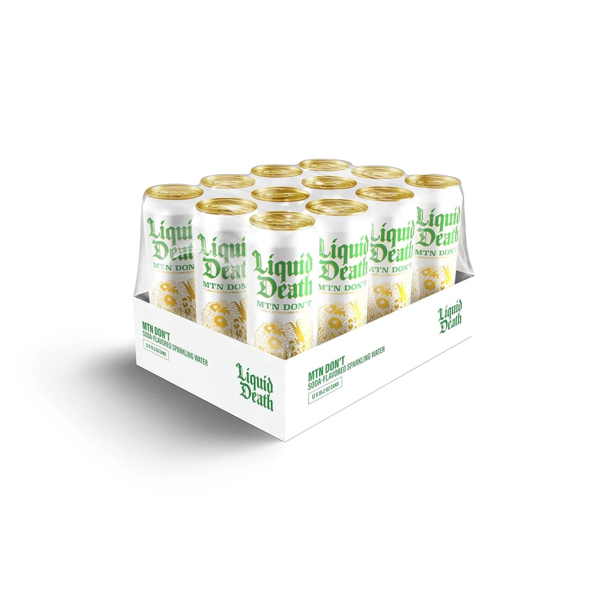 Liquid Death Soda-Flavored Sparkling Water - Mnt Don't (Lemon, Lime), Less Sugar*, Huge Flavor, No Caffeine, No Artificial Sweeteners, King Size 19.2 Fl Oz (Pack of 12)