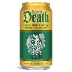 Liquid Death Iced Tea - Green Guillotine (Green Tea), Less Sugar*, Boost of Caffeine, B Vitamins, No Artificial Sweeteners, 12 Fl Oz (Pack of 12)
