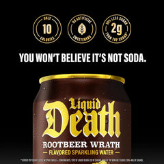 Liquid Death Soda-Flavored Sparkling Water - Rootbeer Wrath, Less Sugar*, Huge Flavor, No Caffeine, No Artificial Sweeteners, 12 Fl Oz (Pack of 12)