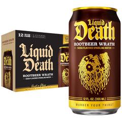 Liquid Death Soda-Flavored Sparkling Water - Rootbeer Wrath, Less Sugar*, Huge Flavor, No Caffeine, No Artificial Sweeteners, 12 Fl Oz (Pack of 12)