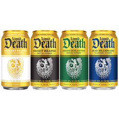 Liquid Death Iced Tea - Classic Variety, Less Sugar*, Boost of Caffeine, B Vitamins, No Artificial Sweeteners, 4 Flavors: Tea/Lemonade, Unsweet Reaper, Sweet Reaper, Green Guillotine, 12 Fl Oz (Pack of 12)
