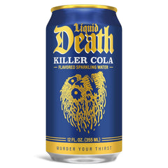 Liquid Death Soda-Flavored Sparkling Water - Killer Cola, Less Sugar*, Huge Flavor, No Caffeine, No Artificial Sweeteners, 12 Fl Oz (Pack of 12)